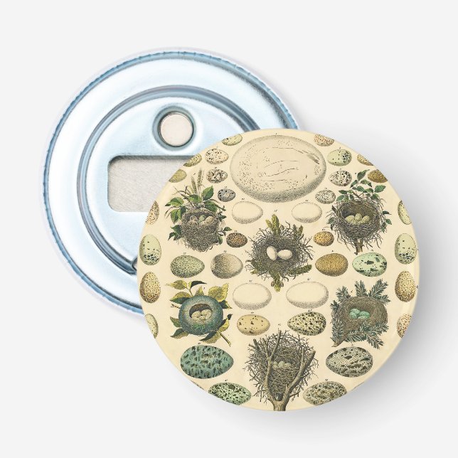 Vintages Vogeleier Nest Malereieier Flaschenöffner (Vorderseite)