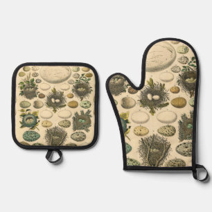 Vintages Vogeleier Nest Malereieier Ofenhandschuh & Topflappen-Set