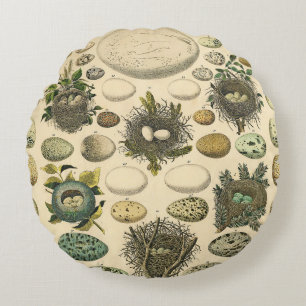 Vintages Vogeleier Nest Malereieier Rundes Kissen