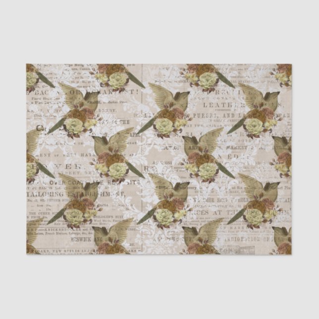 Vintages Vogelgefecht-Dekoupage-Tissue Seidenpapier (Vorderseite)