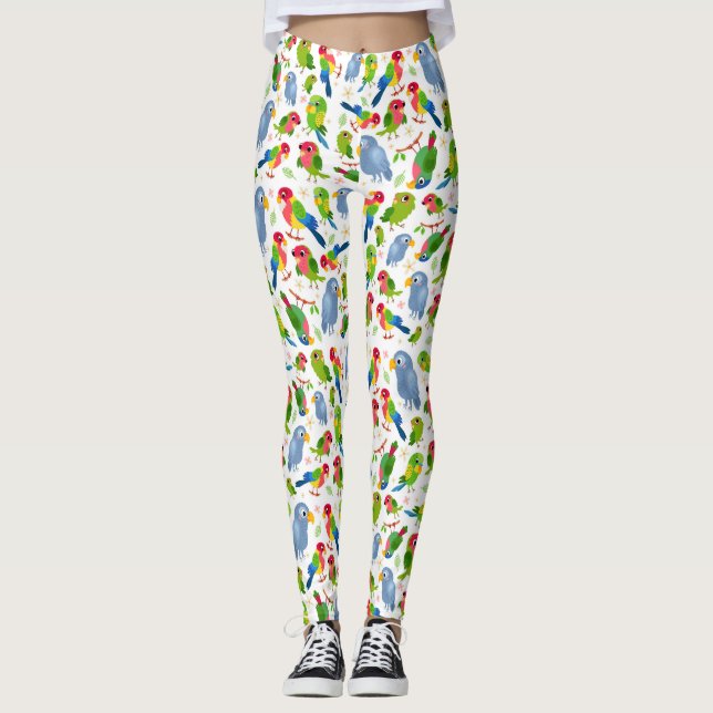 Vintages Vogelmuster, farbenfrohe Muster Leggings (Vorderseite)