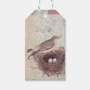 Vintages Vogelnest Geschenkanhänger