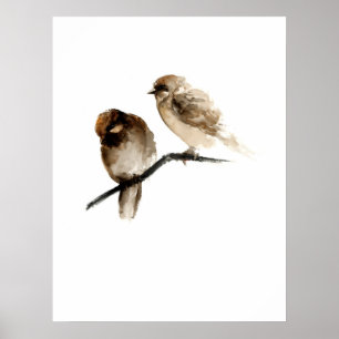 Vintages Vogelposter mit Graubirnen Poster