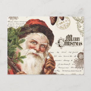 Vintages Waldgebiet Santa Feiertagspostkarte