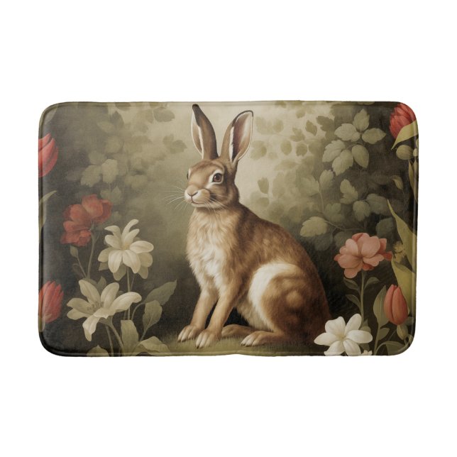 Vintages Waldhollbit im Blumenwald Badematte (Vorderseite)