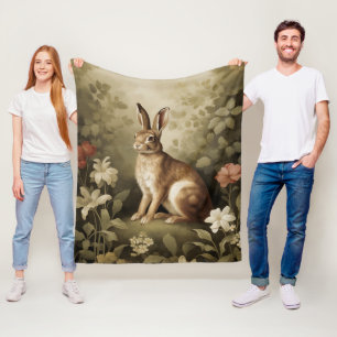 Vintages Waldhollbit im Blumenwald Fleecedecke