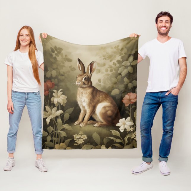 Vintages Waldhollbit im Blumenwald Fleecedecke (Beispiel)