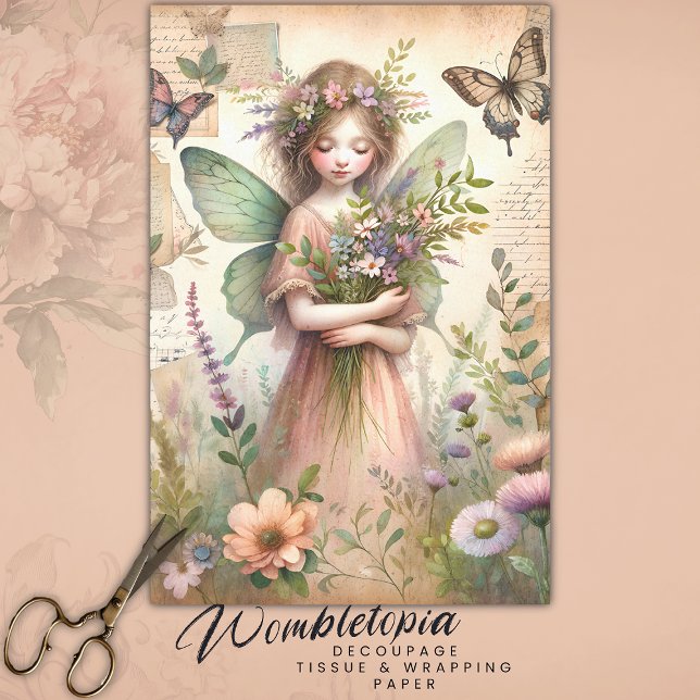 Vintages Waldland Fairy Ephemera Decoupage Seidenpapier (Von Creator hochgeladen)