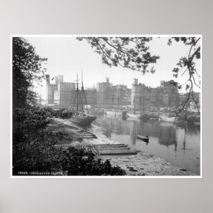 Vintages Wales-Print, mittelalterliche Burg Carnar Poster