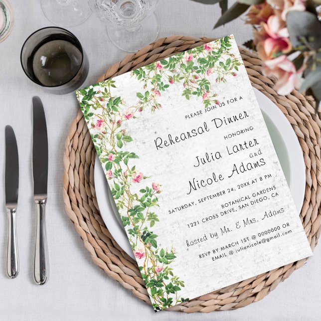 Vintages Wall Style Rosy Journal Probe Dinner Einladung (Von Creator hochgeladen)