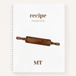 Vintages Walzen Button Rezept Kochbuch Monogramm Notizbuch