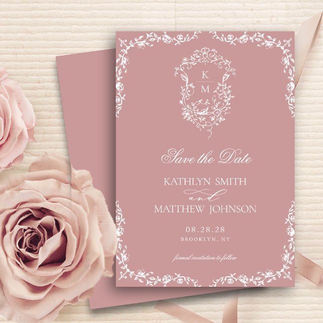 Vintages Wappen Hochzeit in Rosa Save The Date (Von Creator hochgeladen)