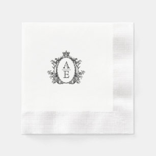 Vintages Wappen Monogram Black and White Wedding Serviette
