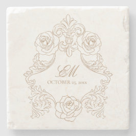 Vintages Wappen Monogram Golden Brown Wedellogo Steinuntersetzer