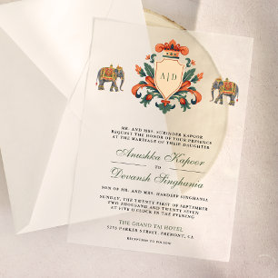 Vintages Wappen Royal Elephant Indian Hindu Weddin