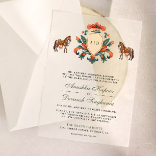 Vintages Wappen Royal Horse Indian Hindu Hochzeit