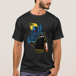 Vintages "Was?" Katze mit Blutmesser T-Shirt