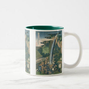 Vintages Wasserfall Japanisch Print Tasse & Steine