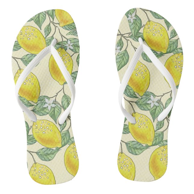 Vintages Wasserfarben Sommerzitronenmuster Flip Flops (Fußbett)