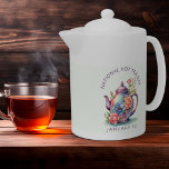 Vintages Wasserfarbenes Teatro Flora National Hot<br><div class="desc">Feiern Sie den National Hot Tea Day mit unserem Vintagen Teekessel,  der elegant mit zarten rosa und blauen Rose geschmückt ist. Dieses einzigartige Stück vereint Wärme und Ruhe und ist somit die perfekte Ergänzung zu jeder Teeliebensammlung. Niedliche Teekanne für Teefans.</div>