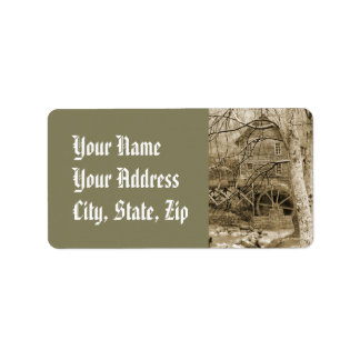 Vintages Wasserrad Adressaufkleber