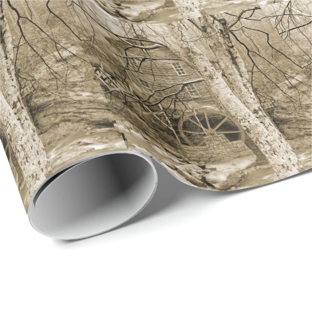 Vintages Wasserrad Geschenkpapier (Rolleneckpunkt)