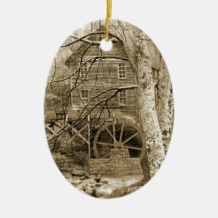 Vintages Wasserrad Keramik Ornament