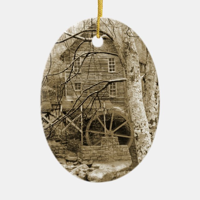 Vintages Wasserrad Keramik Ornament (Vorne)