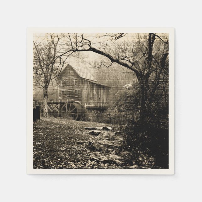 Vintages Wasserrad Serviette (Vorderseite)