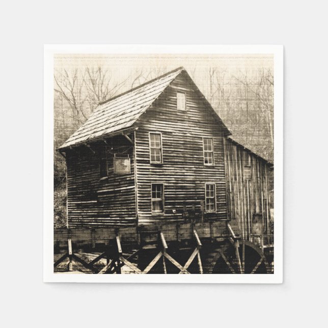 Vintages Wasserrad Serviette (Vorderseite)