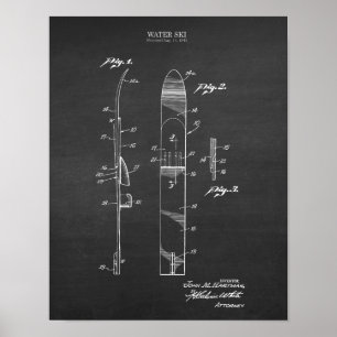 Vintages Wasserski Patent Nr. 4 Seehausdekor Poster