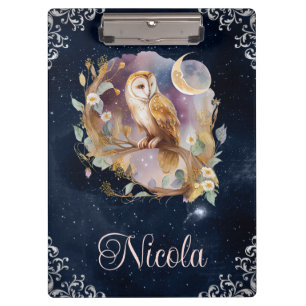 Vintages Watercolor Celestie Fantasy Owl Klemmbrett