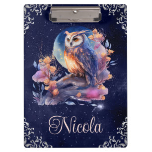 Vintages Watercolor Celestie Fantasy Owl Klemmbrett