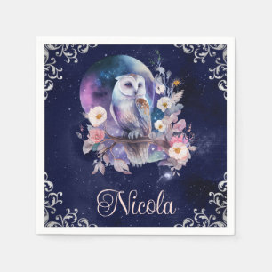 Vintages Watercolor Celestie Fantasy Owl Serviette