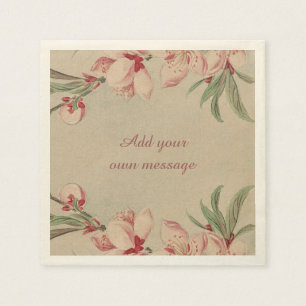 Vintages Watercolor-Rosa mit Blumen Serviette