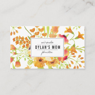 Vintages Watercolormamakontakt mit Blumenc$nennen Telefonnummerkarte