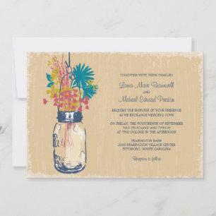 Vintages Wedding Maurer-Glas und Wildblumen Einladung