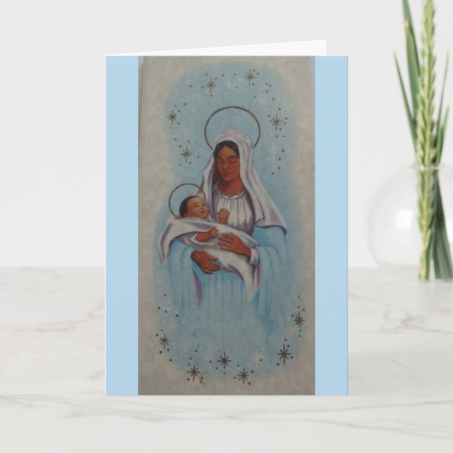 Vintages Weihnachten - Baby Jesus u. Mutter Mary, (Vorderseite)