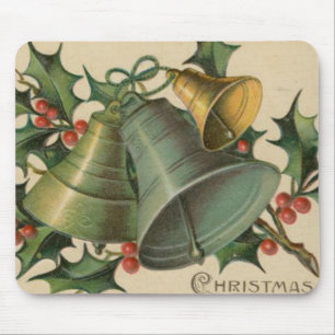 Vintages Weihnachten Bell und Stechpalme Mousepad
