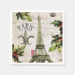 Vintages Weihnachten in Paris Serviette