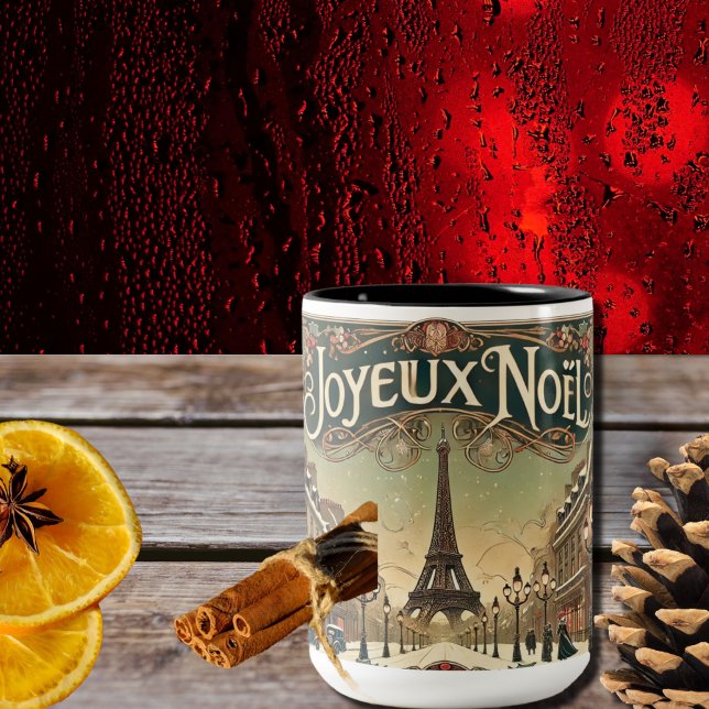 Vintages Weihnachten in Paris Zweifarbige Tasse (Von Creator hochgeladen)