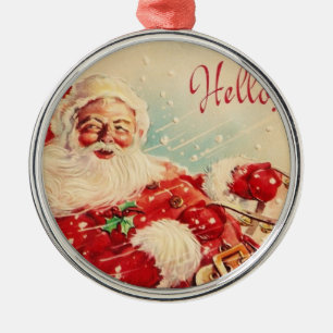 Vintages Weihnachten, lustiger Weihnachtsmann Ornament Aus Metall