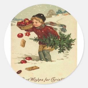 Vintages Weihnachten Runder Aufkleber