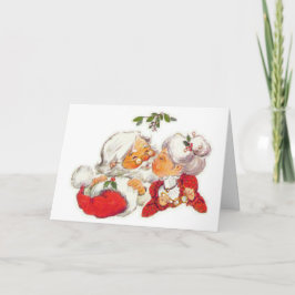 Vintages Weihnachten Sankt, die Frau Klaus küsst