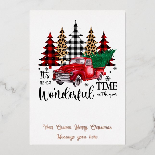 Vintages Weihnachts- und Neujahrsbild Folien Feiertagskarte (Vorderseite)