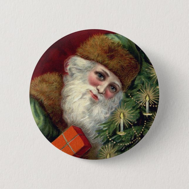 Vintages Weihnachts-Weihnachtsgeschenk-Button Button (Vorderseite)