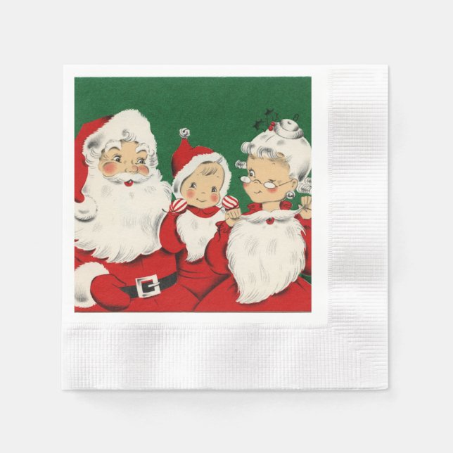 Vintages Weihnachtsbuch der Weihnachtsfamilie Napk Serviette (Vorderseite)