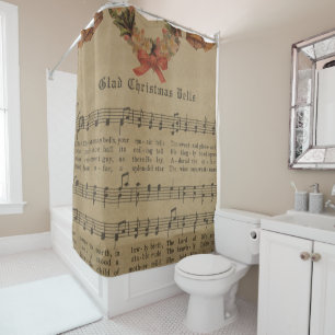 Vintages Weihnachtscarol-Musik-Blatt Duschvorhang