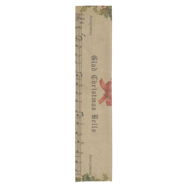 Vintages Weihnachtscarol-Musik-Blatt Kurzer Tischläufer (Vorderseite)