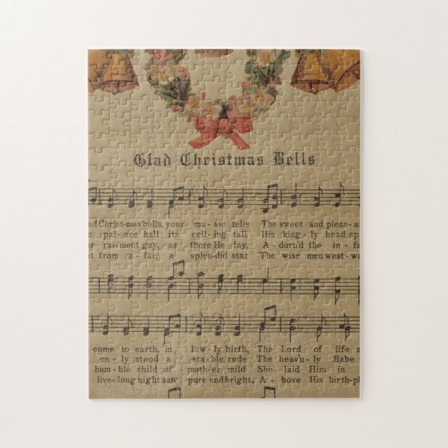 Vintages Weihnachtscarol-Musik-Blatt Puzzle (Vertikal)